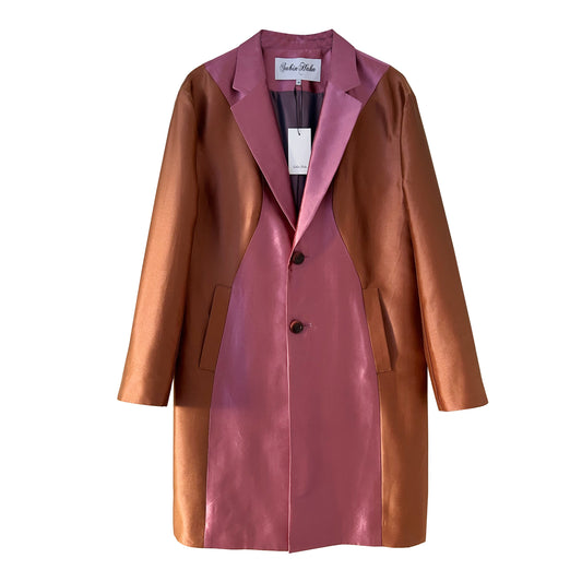 Princess Line Coat in Color-Block Satin