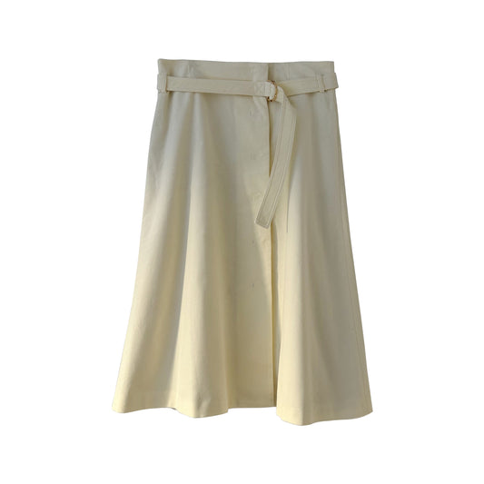 Belted Corduroy Wrap Skirt in Ivory
