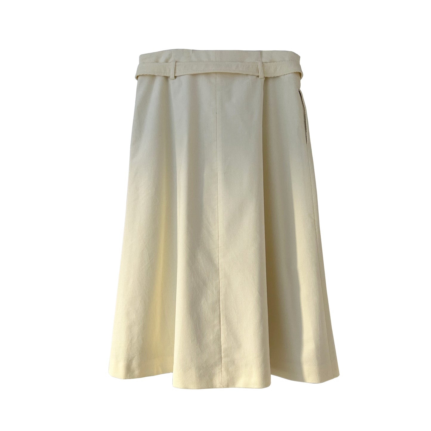 Belted Corduroy Wrap Skirt in Ivory