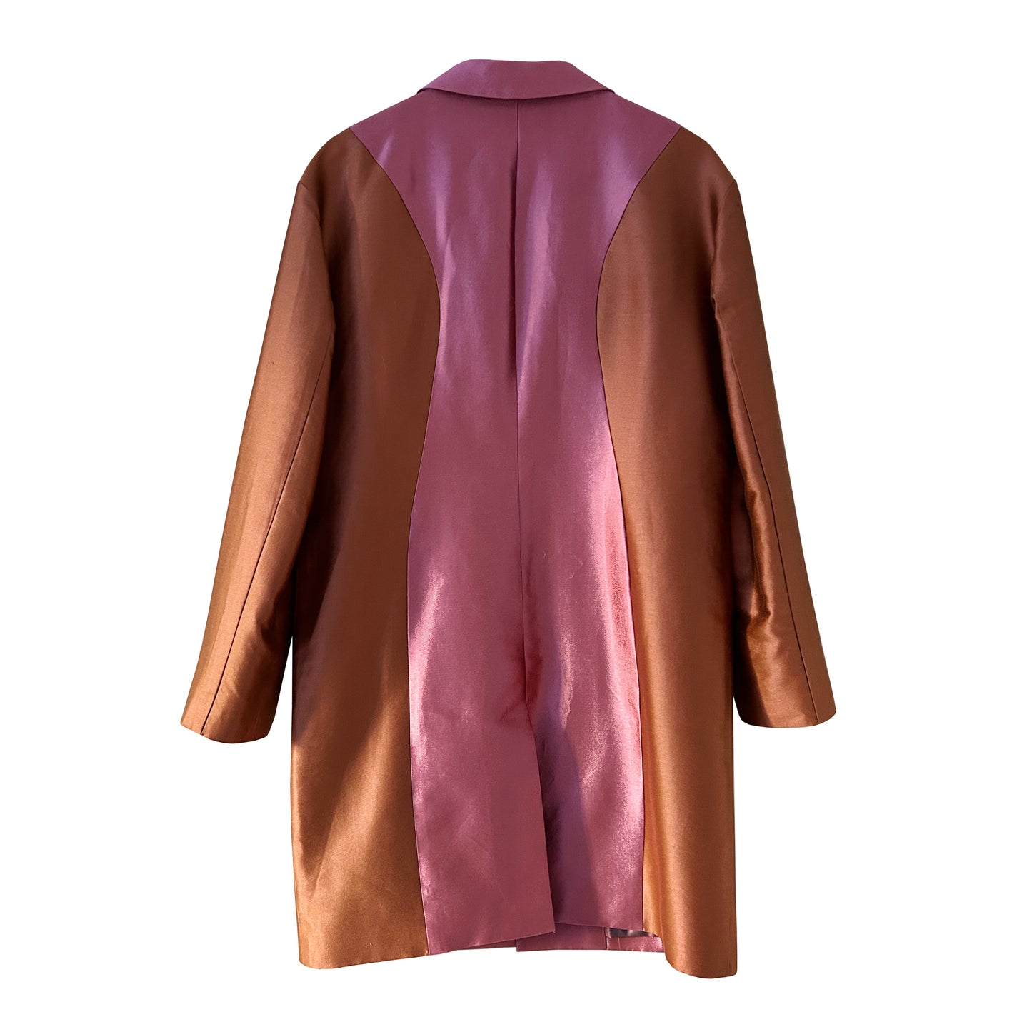 Princess Line Coat in Color-Block Satin