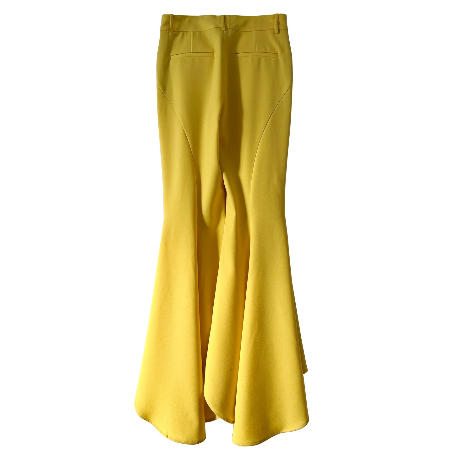 Belle Flared Evening Trousers in Yellow Wool Twill