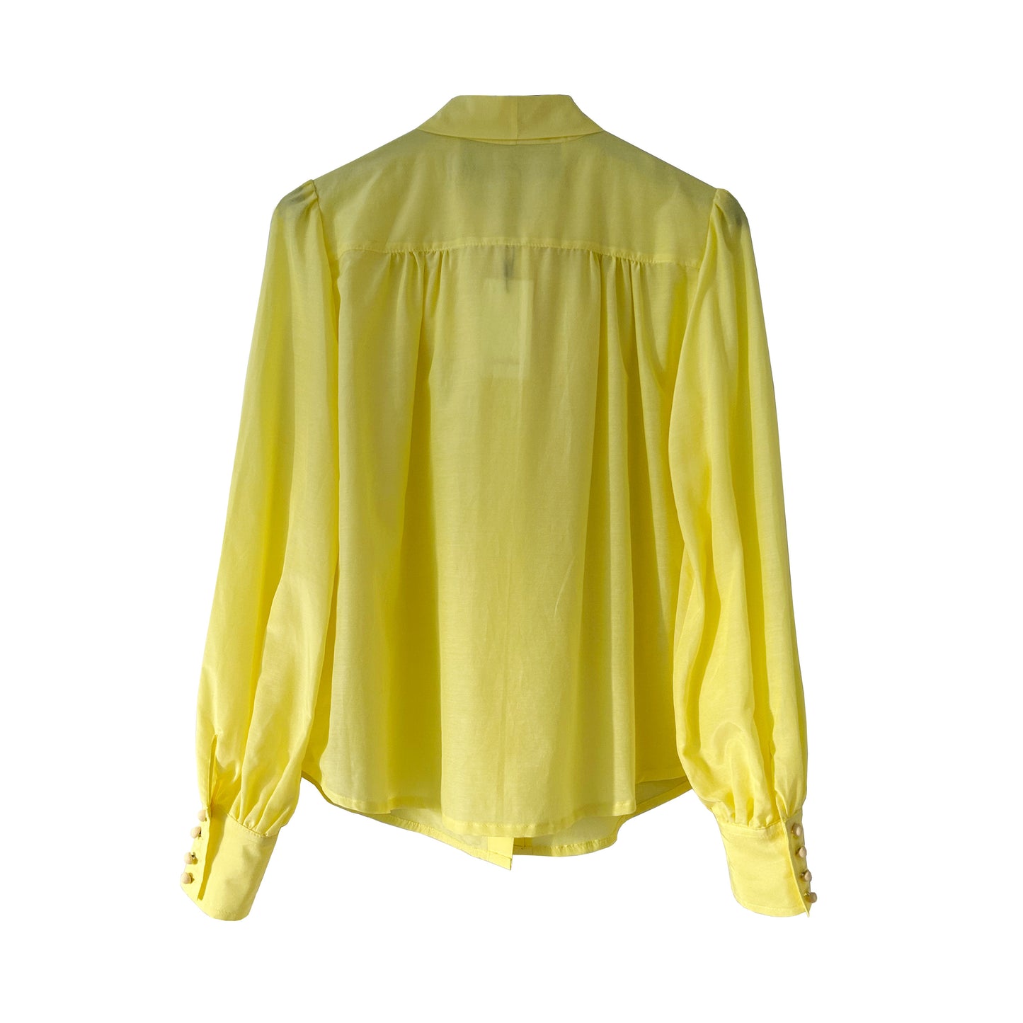 Silk Cotton Bow Blouse in Yellow